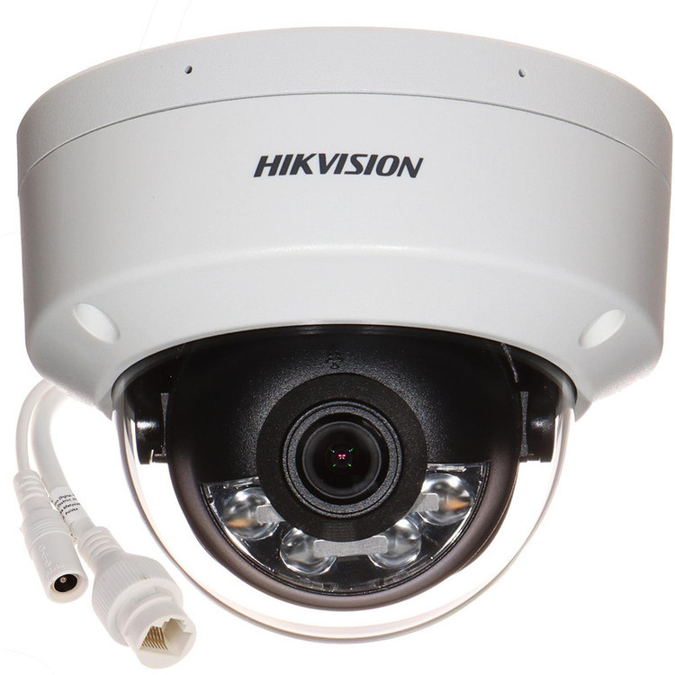 دوربین مداربسته بولت تحت شبکه هایک ویژن مدل DS-2CD1143G2-LIU با حسگر CMOS، کیفیت 4 مگاپیکسل، لنز 2.8 میلیمتری، زاویه دید 106 درجه، قابلیت POE، دید در شب تا 30 متر، ضبط صدا و فناوریهای BLC، WDR و DNR