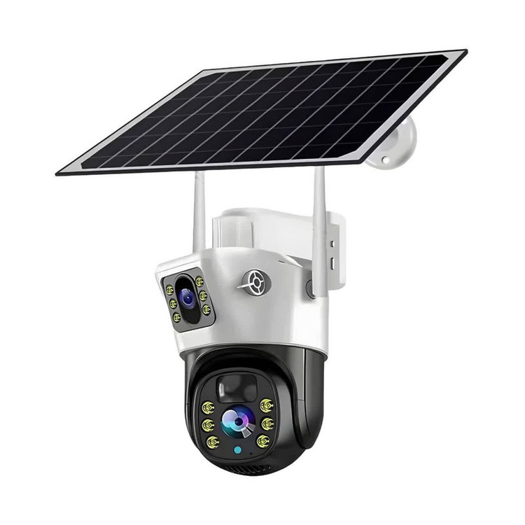 دوربین امنیتی تحت شبکه 5 مگاپیکسل مدل V380 با اتصال سیمکارت 4G، دید در شب رنگی، چرخش افقی و عمودی، مکالمه دوطرفه و مقاومت در برابر آب