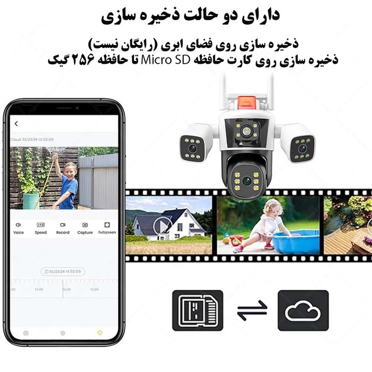 دوربین مداربسته 3 لنز سیم کارتی 3 مگاپیکسل
